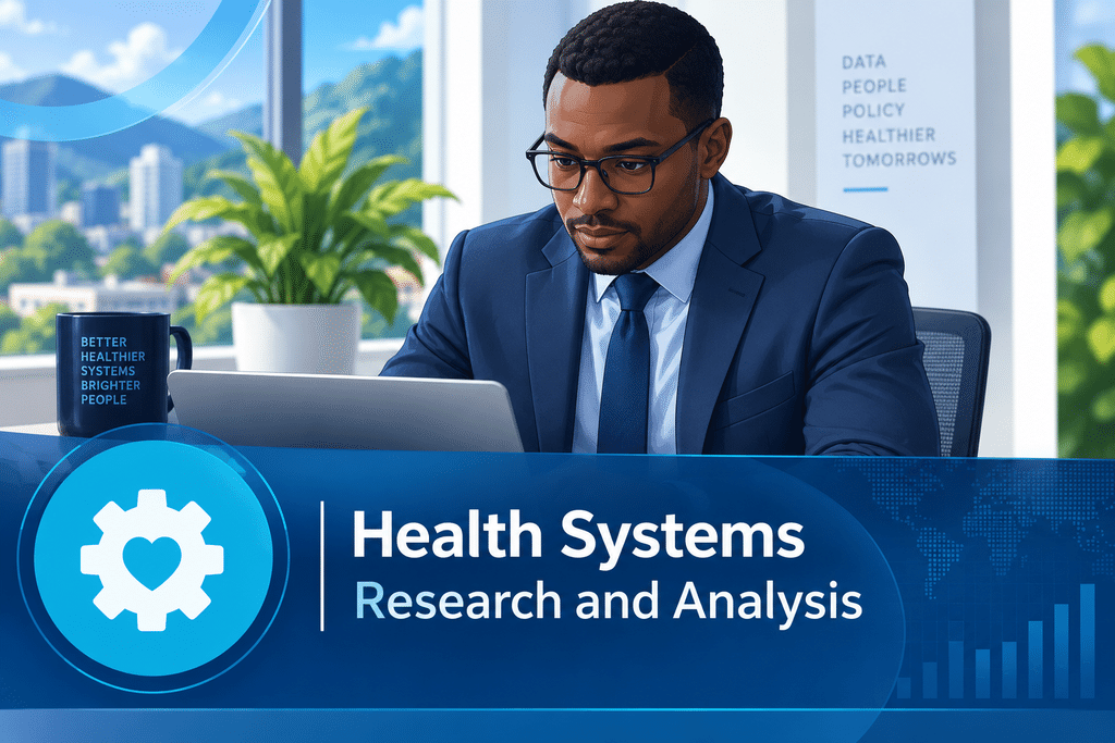 Health-systems researcher reviewing evidence